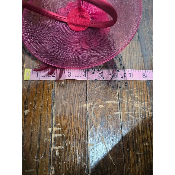 Vintage Red Flower Feather Fascinator Headband Hat Cocktail Cap - Picture 9 of 11